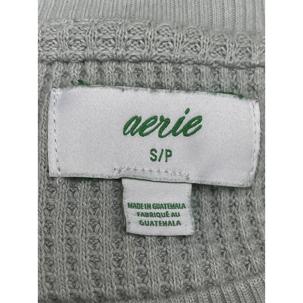 Aerie Womens Oversized Waffle Knit Crewneck Sweatshirt Mint Green Small - Picture 3 of 4